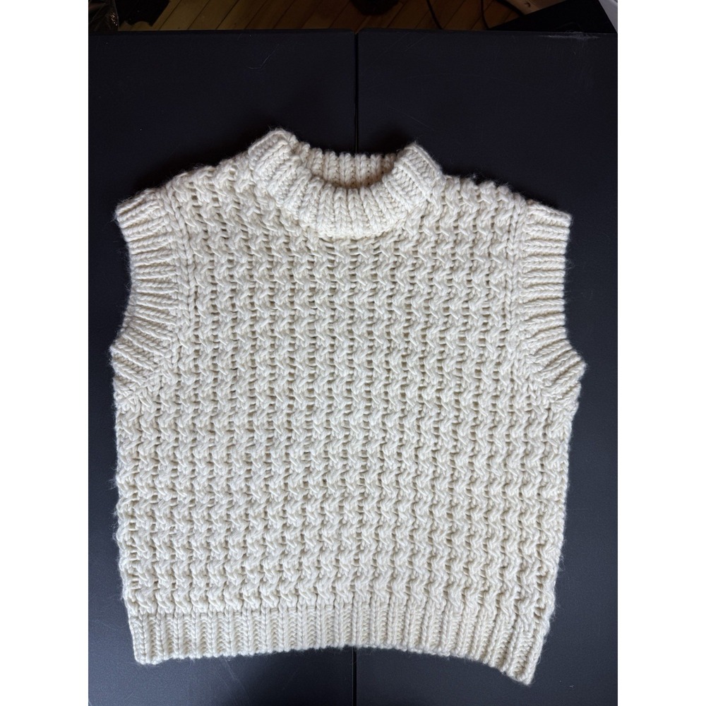 ZARA Ivory Chunky Knit Mock Neck Sleeveless Sweater Vest Women's M
